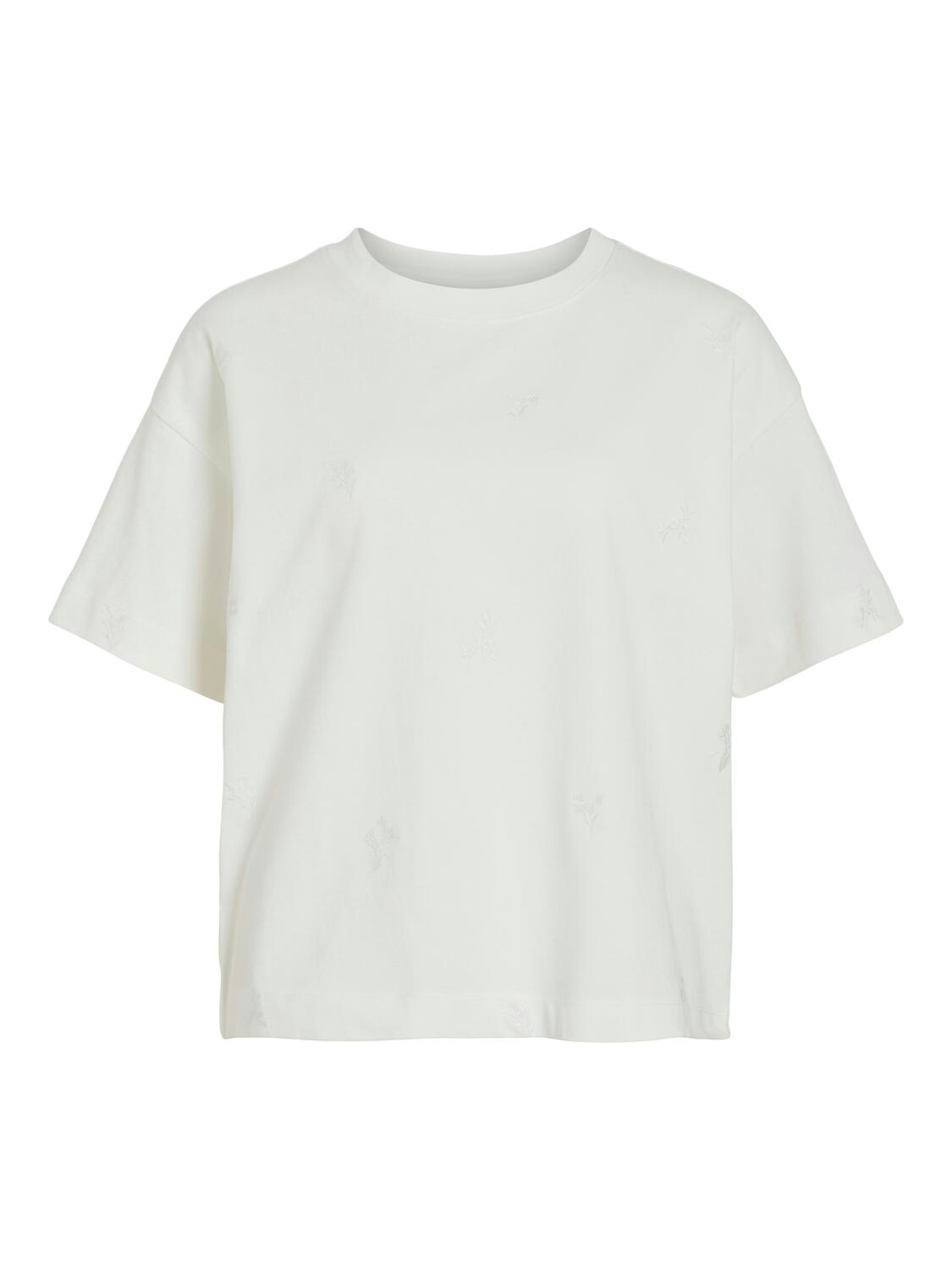 Vimonie Flower Emb t-shirt - Snow White